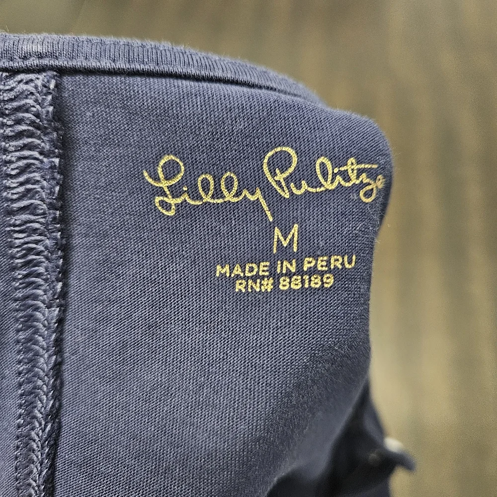 Lilly Pulitzer Navy Brewster Dress Embordered Nautical Womens Size M Pima Cotton - Picture 9 of 9